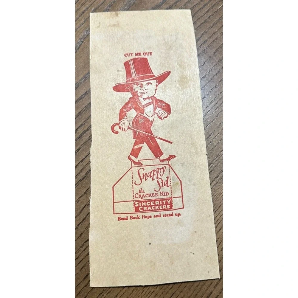 Vintage Snappy the Kid Sincerity Crackers Advertising Cut Out - Food Ephemera Ad